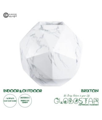 GloboStar® Artificial Garden BRIXTON 20783 Επιδαπέδιο Πολυεστερικό Τσιμεντένιο Κασπώ Γλάστρα - Flower Pot Λευκό Μ38 x Π38 x Υ38cm